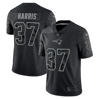 mens nike damien harris black new england patriots rflctv l